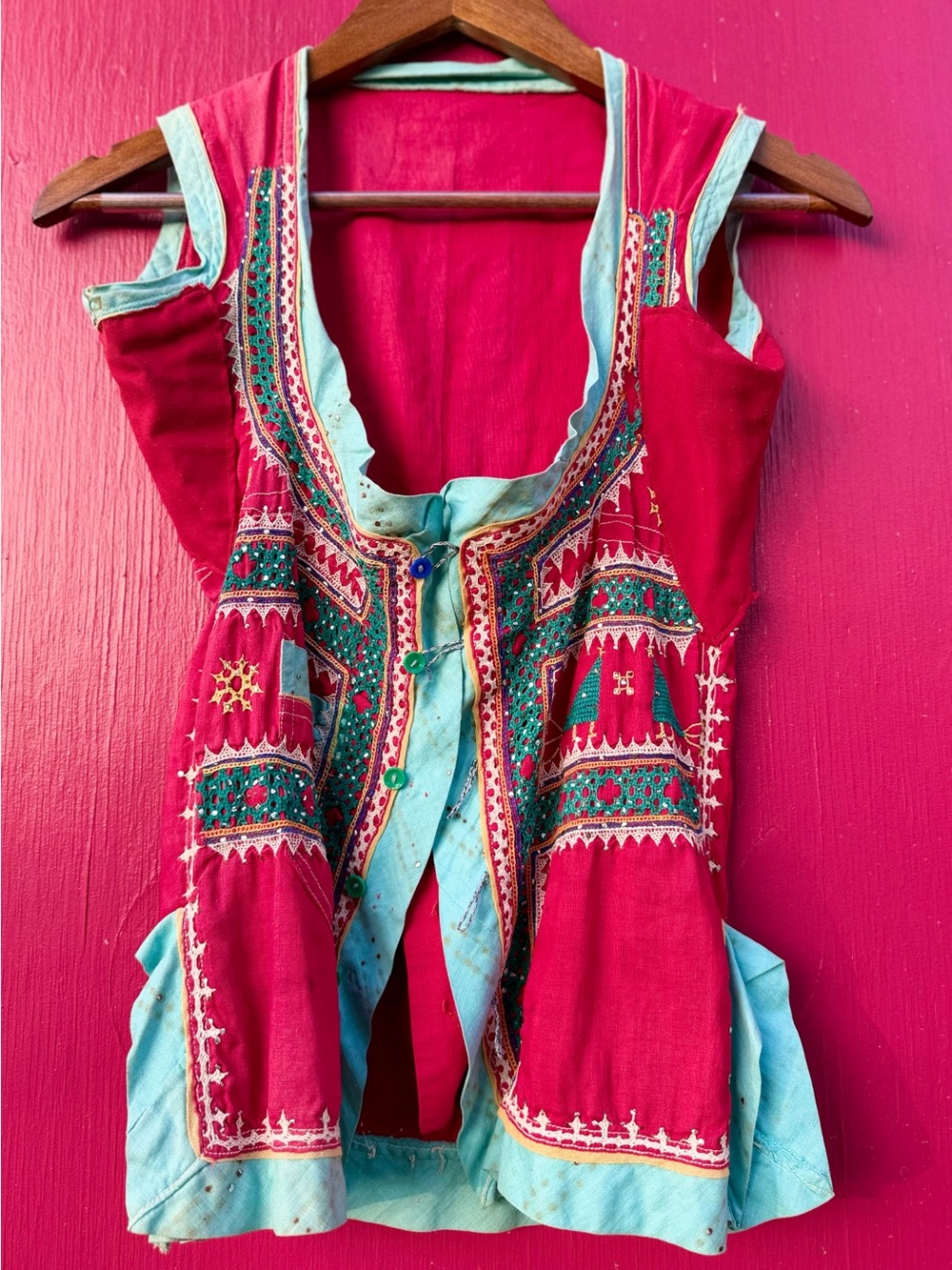 Embroidered Red & Turquoise Women’s Ethnic Vest